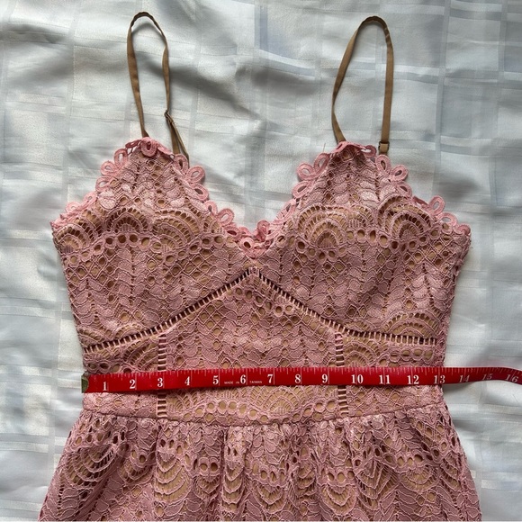 Current Air (Anthropologie) Pink Lace Overlay Midi Dress - Picture 6 of 16